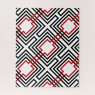 Puzzle Noir Rouge & Géométrique Blanc