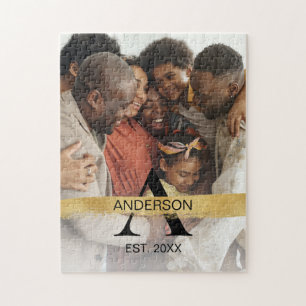 Puzzle Nom de famille Photo Monogrammé Or