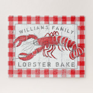Puzzle Nom de famille rouge de plaid de Buffalo de homard