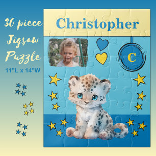 Puzzle Nom de la photo leopard bleu jaune enfants