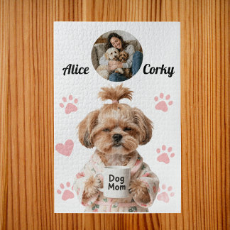 Puzzle Nom de photo de maman de chien rose mignon
