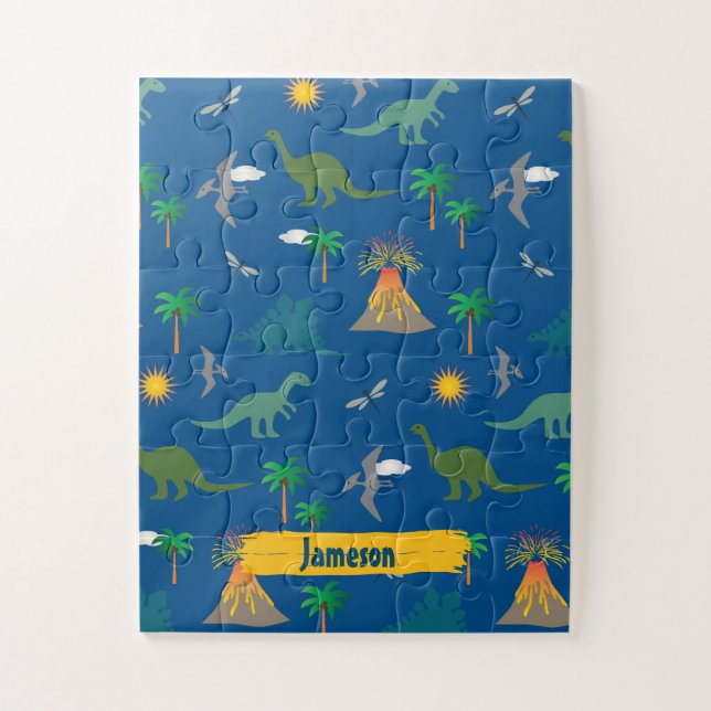 Puzzle Nom des Plantes Motifs de la faune du dinosaure bl (Vertical)