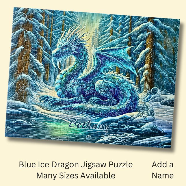 Puzzle Nom, Dragon de Glace Bleu Aqua près de l'étang  (Créateur téléchargé)