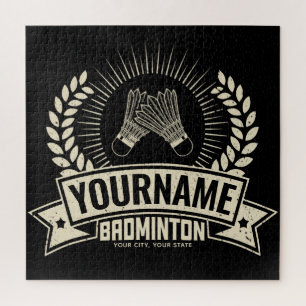 Puzzle Nom du joueur de badminton personnalisé Racquet Sp