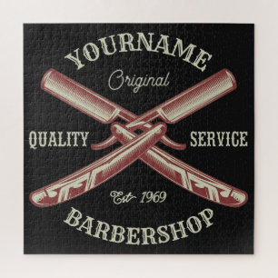 Puzzle NOM PERSONNALISÉ Barber Droit Razor Barbershop