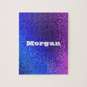 Puzzle Nom personnalisé Bleu Violet Brillant Abstrait Dég