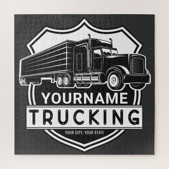 Puzzle NOM personnalisé Camions Big Rig Semi Trucker (Vertical)