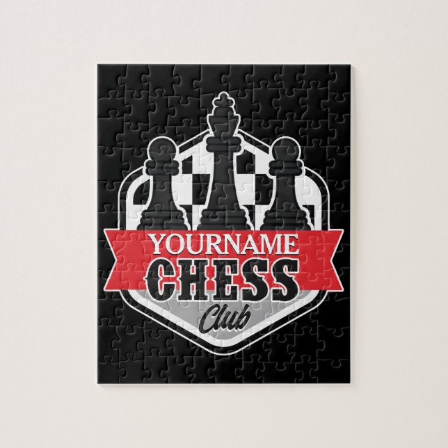 Puzzle Nom personnalisé Chess Player Club Checkmate (Vertical)