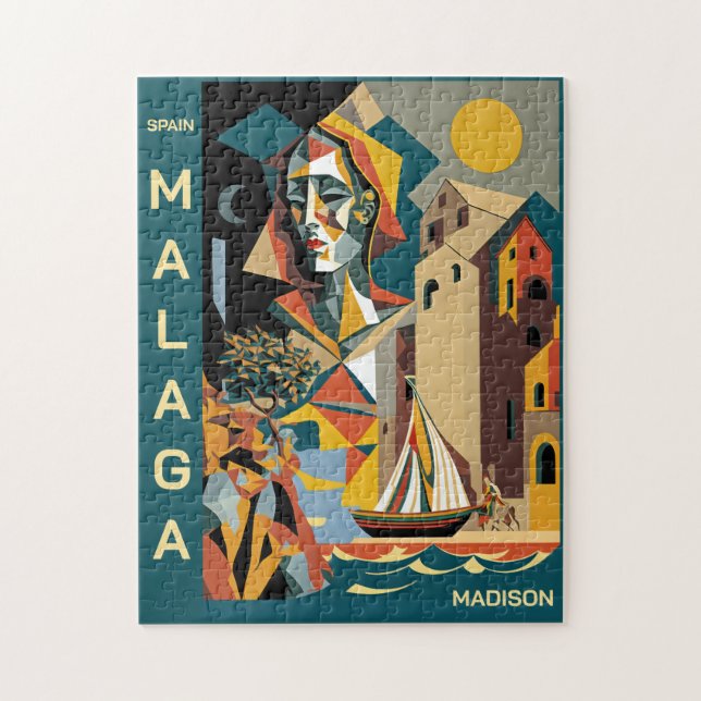 Puzzle Nom personnalisé Cubist Malaga (Vertical)