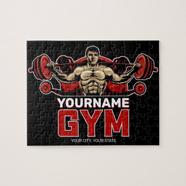Puzzle NOM personnalisé Fitness Accueil GYM Poids Lifting (Horizontal)