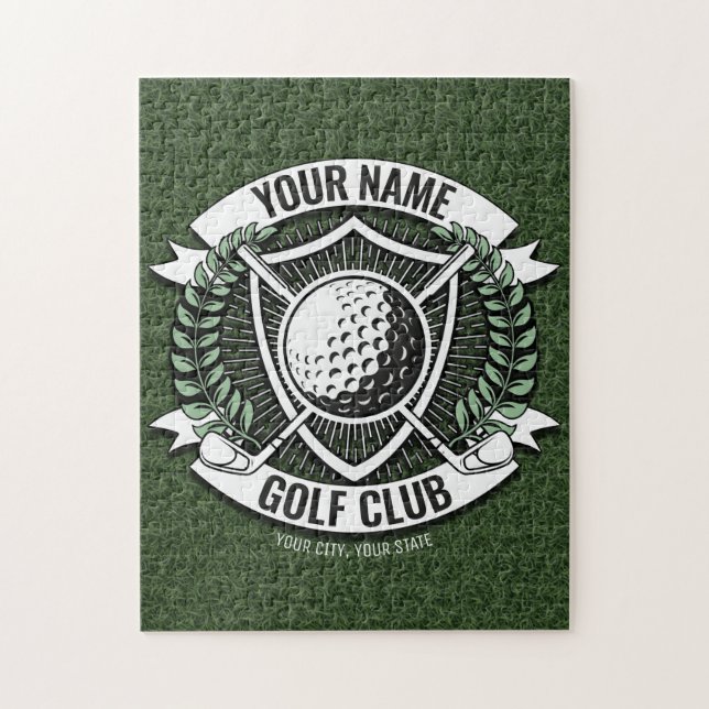 Puzzle NOM personnalisé Golfer Golf Club Turf Clubhouse (Vertical)