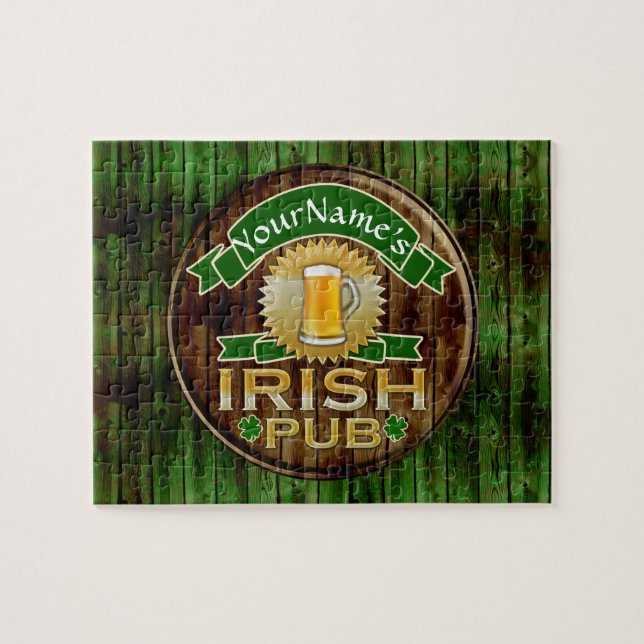 Puzzle Nom personnalisé Irish Pub Signer la Saint Patrick (Horizontal)