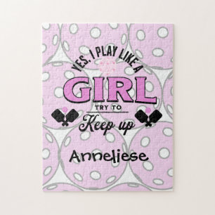 Puzzle Nom personnalisé Jouer comme une fille Pickeball