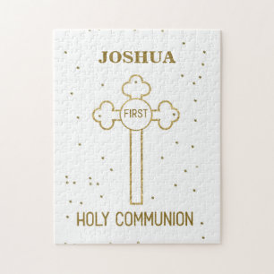 Puzzle Nom personnalisé Première Sainte Communion Croix d