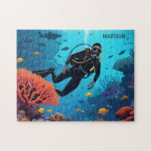 Puzzle Nom personnalisé Scuba Diver