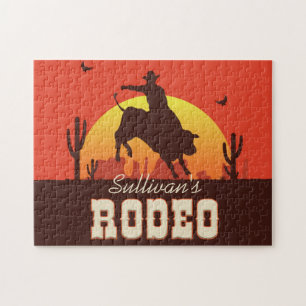 Puzzle NOM Personnalisé Western Cowboy Bull Rider Rodeo