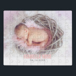 Puzzle Nom rose de bébé<br><div class="desc">Pleine conception de soutirage simple et chic de photo. Ayez besoin d'une couleur faite sur commande ? Envoyez-nous un message à heartlockedstudio@gmail.com et nous serons heureux de vous dépanner !</div>
