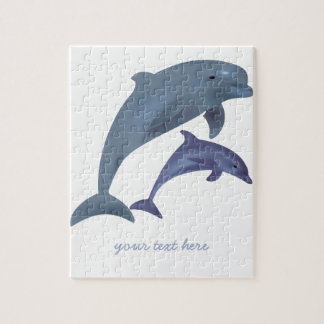 Puzzle Nom sautant d'illustration de dauphins