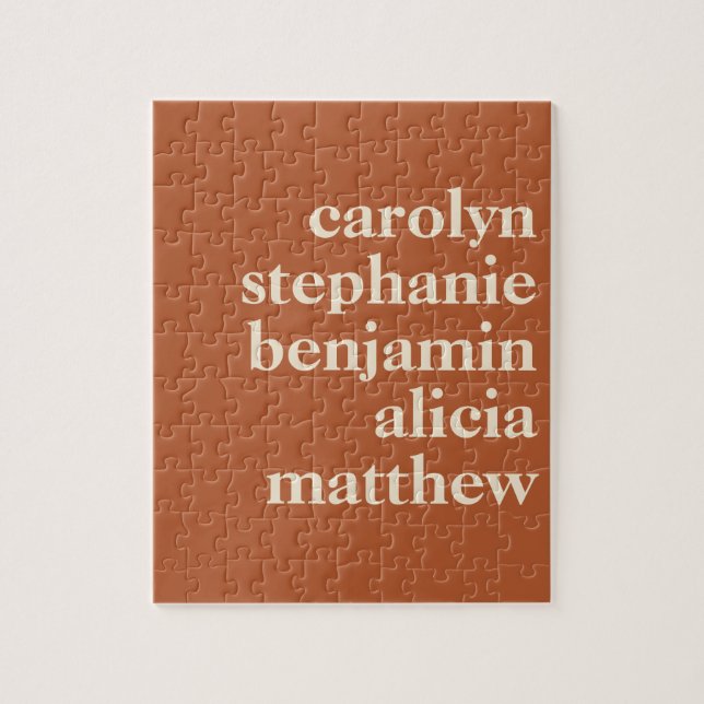 Puzzle Noms de petits-enfants personnalisés en rouille (Vertical)