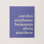 Puzzle Noms de petits-enfants personnalisés en violet<br><div class="desc">Typographie moderne Noms de petits-enfants personnalisés | Puzzle pourpre</div>