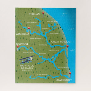 Puzzle Norfolk Broads Angleterre Map.