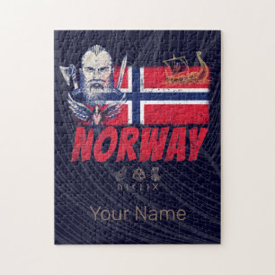 Puzzle Norvège Vive Drapeau Vintage Et Souvenir De Navire