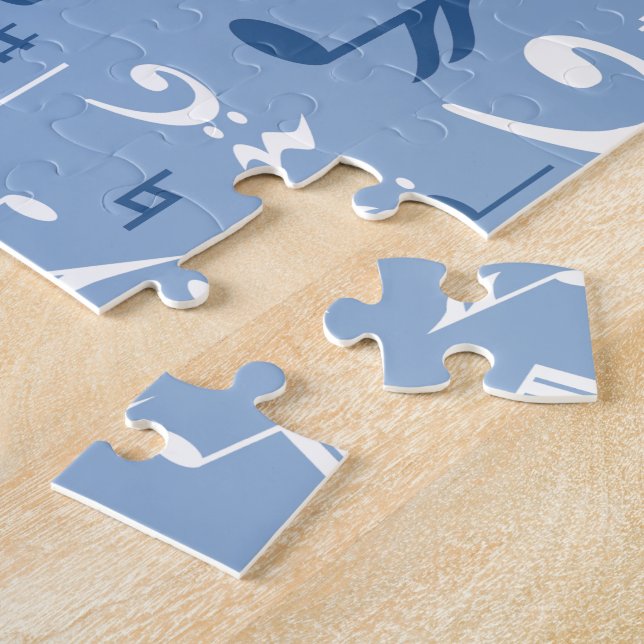 Puzzle Notes de musique bleue et blanche Motif aléatoire (Côté)