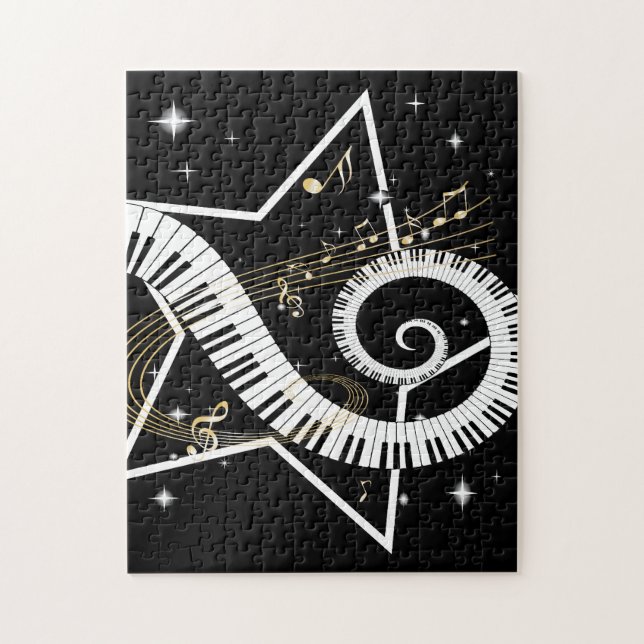 Puzzle Notes d'or d'étoile musicale (Vertical)
