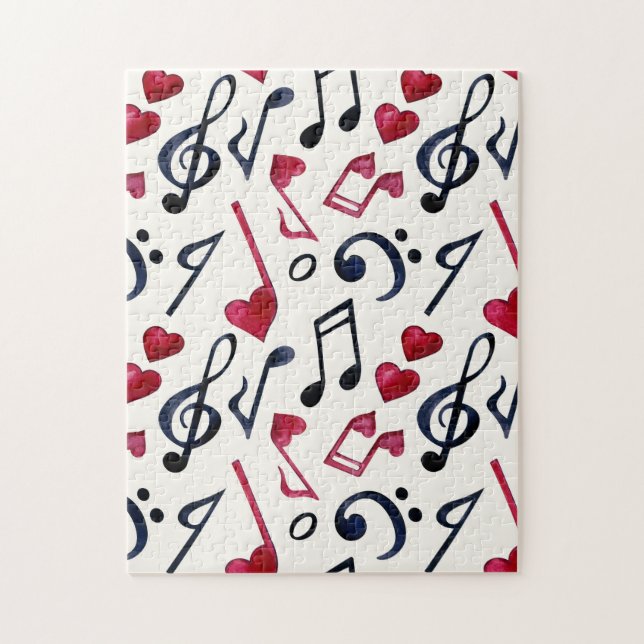 Puzzle Notes et symboles de musique noir et blanc (Vertical)
