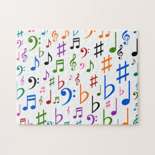 Puzzle Notes musicales et symboles colorés