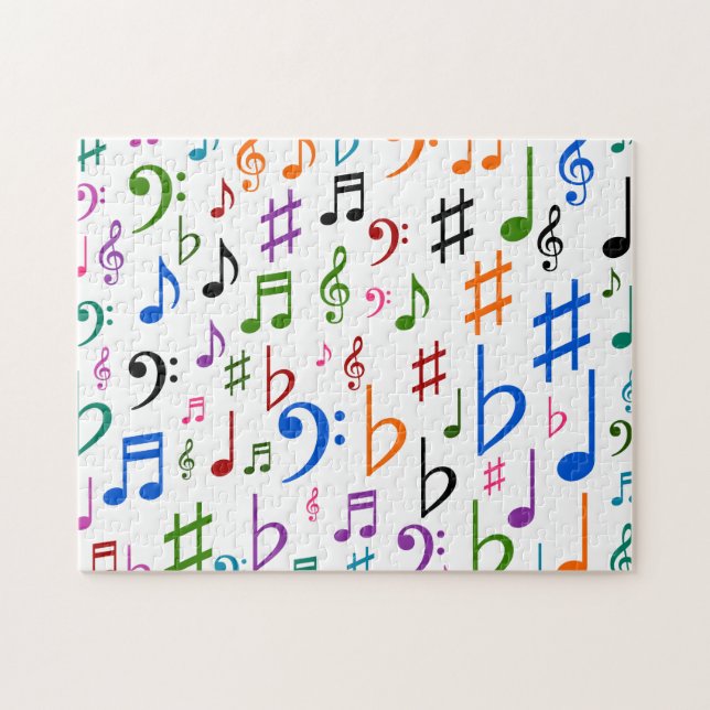 Puzzle Notes musicales et symboles colorés (Horizontal)