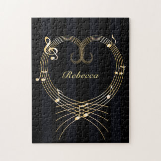 Puzzle Notes musicales personnalisées de coeur d'or