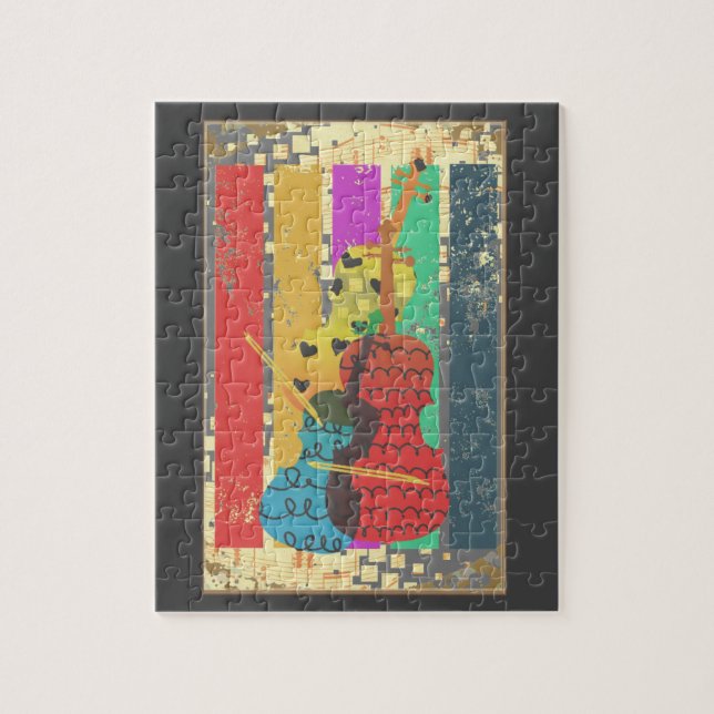 Puzzle Notes sur la basse double et la musique (Vertical)