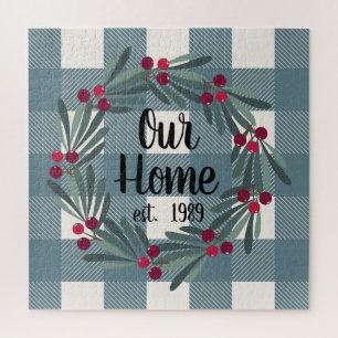 Puzzle Notre Home Script Bleu/Vert Buffalo Check Keïsaké