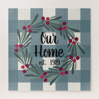 Puzzle Notre Home Script Bleu/Vert Buffalo Check Keïsaké