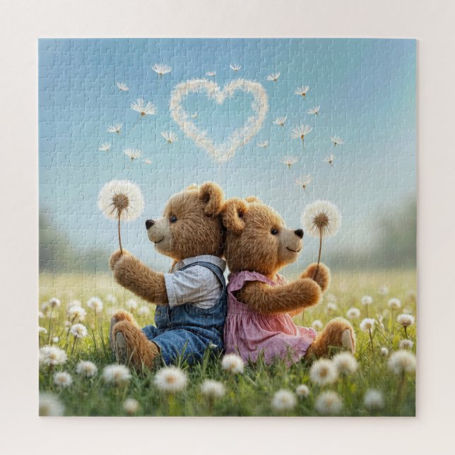 Puzzle Nounours d'anniversaire avec le coeur de Dandelion (Vertical)