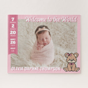 Puzzle Nounours en peluche rose Bienvenue au monde Bébé f