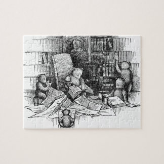 Puzzle Nounours lisant dans la bibliothèque