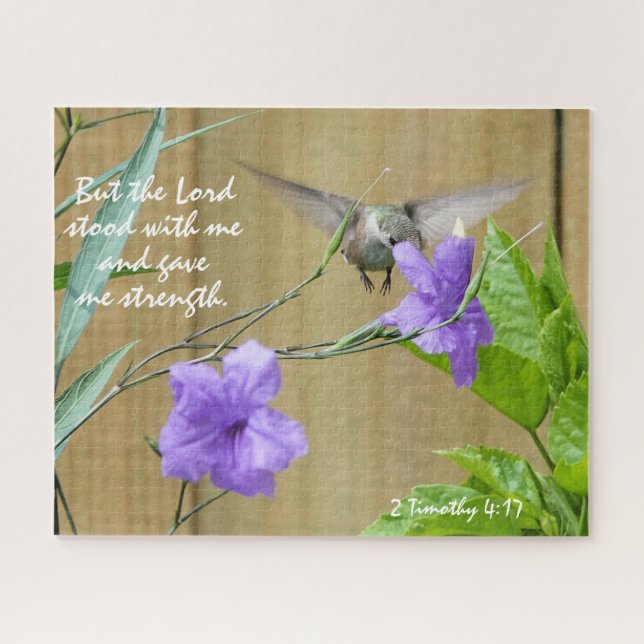 Puzzle Nourrir Colibri w Verse De 2 Timothy 4:17 (Horizontal)