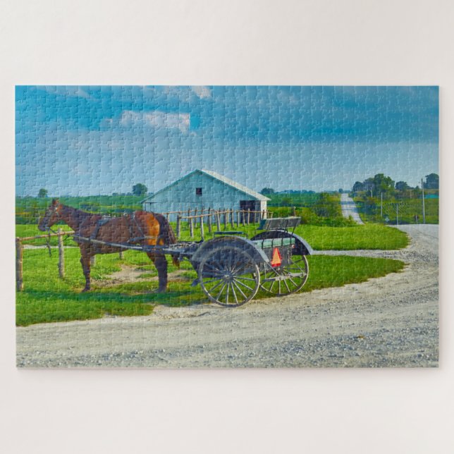 Puzzle Nous aimons Amish Carraiges dans l'Iowa. (Horizontal)