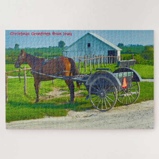 Puzzle Nous aimons Amish Carraiges dans l'Iowa. Jigsaw Pu (Horizontal)