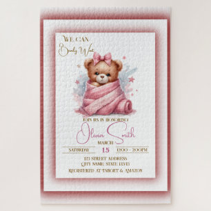 Puzzle Nous pouvons à peine attendre la Baby Shower rose