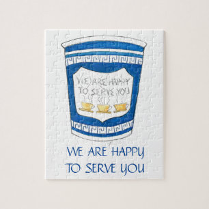 Puzzle Nous sommes heureux de vous servir grec Coffee Cup