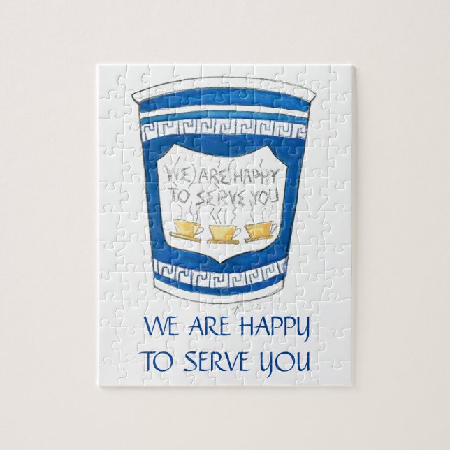 Puzzle Nous sommes heureux de vous servir grec Coffee Cup (Vertical)