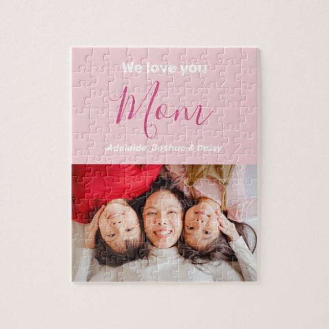 Puzzle Nous t'aimons Maman Pink Minimaliste Photo (Vertical)