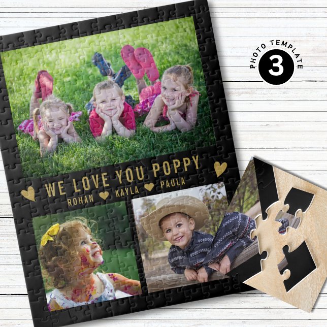 Puzzle Nous vous aimons Poppy Petits-enfants 3 Collage ph (Créateur téléchargé)