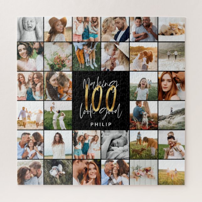 Puzzle Nouveau 100e anniversaire multi photo script cadea (Vertical)