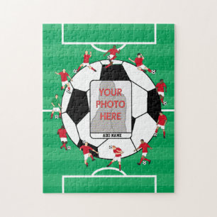 Puzzle Nouveau Bal de soccer personnalisé rouge pour les