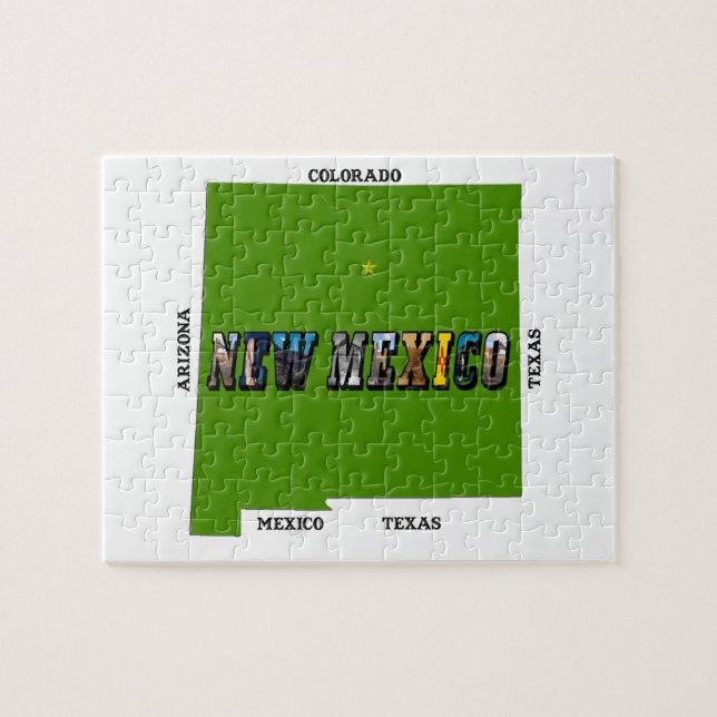 Puzzle Nouveau Mexique Plan Plan Texte Photo (Horizontal)