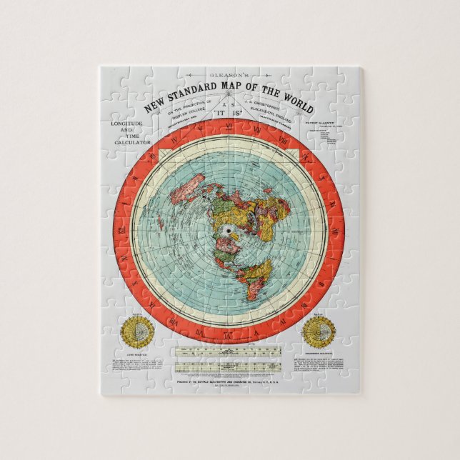Puzzle Nouvelle carte standard du monde Terre plate Terre (Vertical)